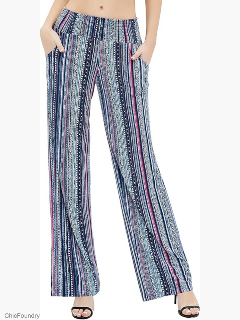 High Waisted Wide Leg Palazzo Pants with Pockets, Lightweight Fabric, Loose Fit